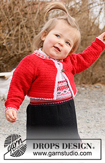 Hipp Hipp Hurra Jacket / DROPS Children 44-2 - Strikket kort jakke til baby og barn med raglan i DROPS BabyMerino. Arbeidet strikkes ovenfra og ned med nordisk mønster. Størrelse 6 mnd – 6 år.