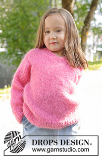 Sugarplum Fairy / DROPS Children 47-1 - Kötött pulóver gyermekeknek DROPS Melody fonalból. A darabot alulról felfelé haladva harisnyakötéssel és V nyakkivágással kötjük. 2 - 12 éveseknek való méretekben