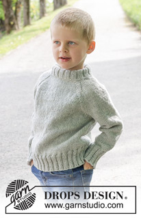 Sea Salt / DROPS Children 47-10 - Raglánový dětský pulovr pletený shora dolů z příze DROPS Alaska. Velikost 2 až 12 let.