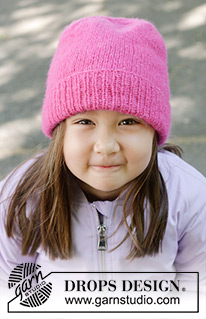 Late Bud Hat / DROPS Children 47-24 - Dětská čepice pletená zdola nahoru lícovým žerzejem z příze DROPS Air. Velikost: 2 - 12 roky.