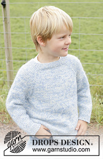Spring Smiles / DROPS Children 48-4 - Raglánový dětský pulovr pletený lícovým žerzejem shora dolů dvojitou přízí DROPS Alpaca. Velikost 2 až 12 let.