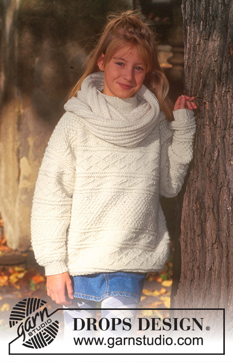DROPS Children 7-16 - Sweater in Alaska and scarf in Karisma Classic 