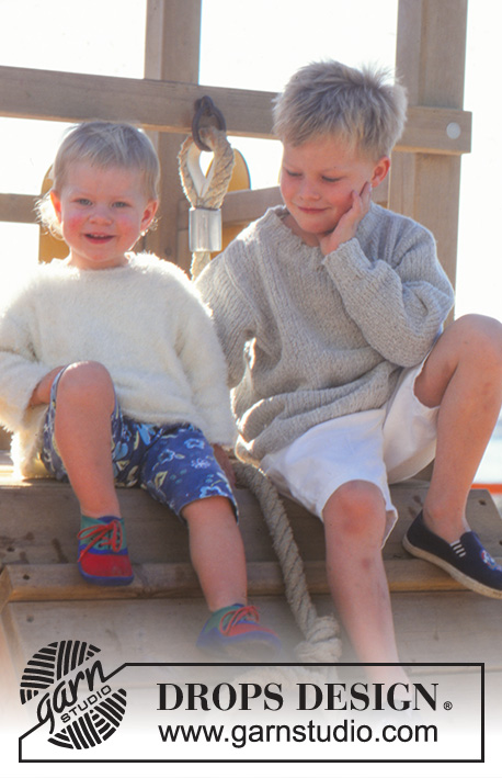 DROPS Children 8-5 - Sweter na drutach, z włóczki DROPS Ull-Bouclé