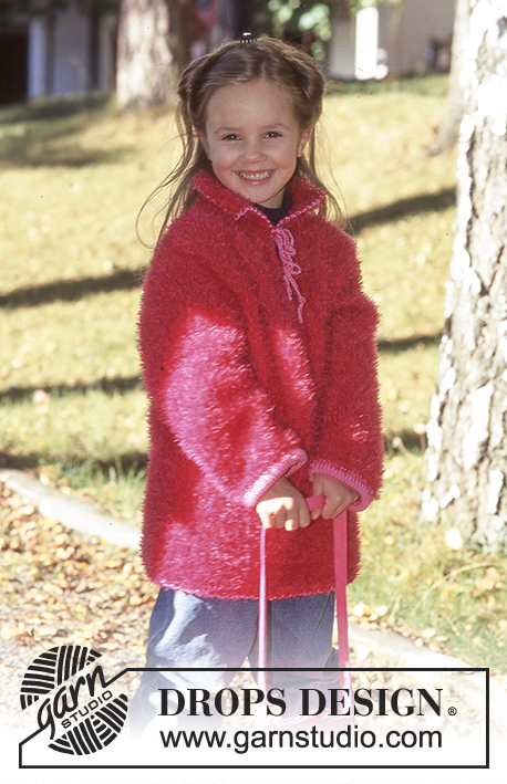 Strawberry Fizz Sweater / DROPS Children 9-1 - Sweter na drutach, z włóczki DROPS Pelliza, z brzegami z włóczki DROPS Muskat