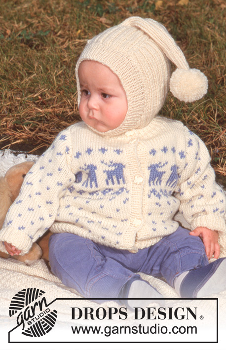 Little Dancer / DROPS Children 9-20 - Sweater with deer motif, hat / balaclava with ‘tail’ and blanket in Karisma Superwash. Theme: Baby blanket