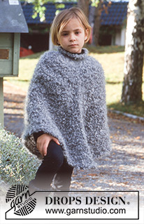 Blue Pigeon / DROPS Children 9-23 - Poncho in Puddel with neck and legwarmers in Karisma Superwash 