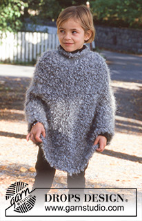 Blue Pigeon / DROPS Children 9-23 - Poncho in Puddel with neck and legwarmers in Karisma Superwash 